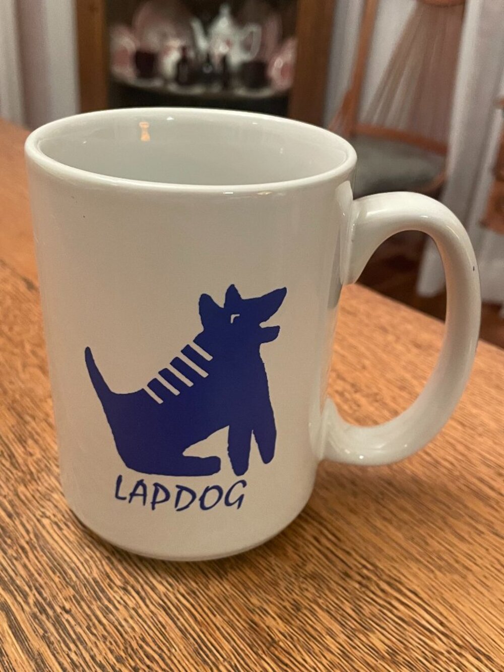 Lapdog Leapdog Blue/White Tall Coffee Cup Mug 14 ounces